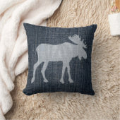 デニムのアメリカヘラジカ クッション (ブランケット)