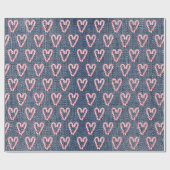 デニムのキャンディーケーン ハート ラッピングペーパー (フラット)