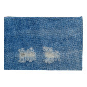 デニムのジーンズをリッピングしたクローズアップのテクスチャ。 枕カバー (裏面)