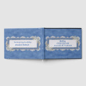 デニムのテクスチャアイボリー – 真珠とレース ゲストブック (全面)