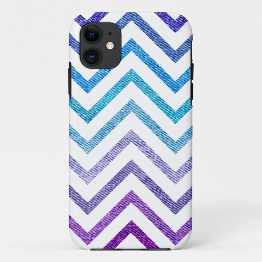 デニムのパステル調のシェブロンの白 Case-Mate iPhoneケース (裏面)