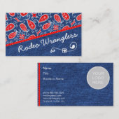 デニムのペイズリーのかわいい花の赤く白いおよびブルー・ジーンズ 名刺 (正面/裏面)