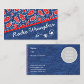 デニムのペイズリーのかわいい花の赤く白いおよびブルー・ジーンズ 名刺 (正面/裏面)