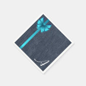 デニムのモノグラムとブルーリボン スタンダードカクテルナプキン (角)
