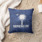 デニムの一見のサウスカロライナ愛パルメットの木 クッション (ブランケット)