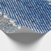 デニムの枠。縁付きの裂け目のあるデニム織物  ラッピングペーパー (角)