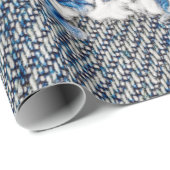 デニムの枠。縁付きの裂け目のあるデニム織物  ラッピングペーパー (ロールコーナー)