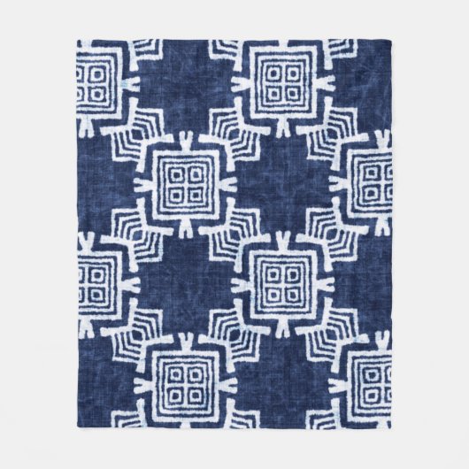 デニムの色付き部族のシームレスなパターン フリースブランケット (正面)