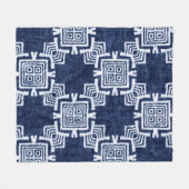 デニムの色付き部族のシームレスなパターン フリースブランケット (正面(横))