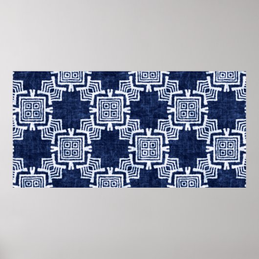 デニムの色付き部族のシームレスなパターン ポスター (正面)