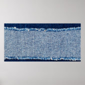 デニムの青いジーンズの生地のフレーム。漂白されたデニム生地 ポスター (正面)
