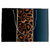 デニムの青および黒いヒョウパターン ラージペーパーバッグ (裏面)