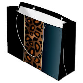 デニムの青および黒いヒョウパターン ラージペーパーバッグ (裏面アングル)