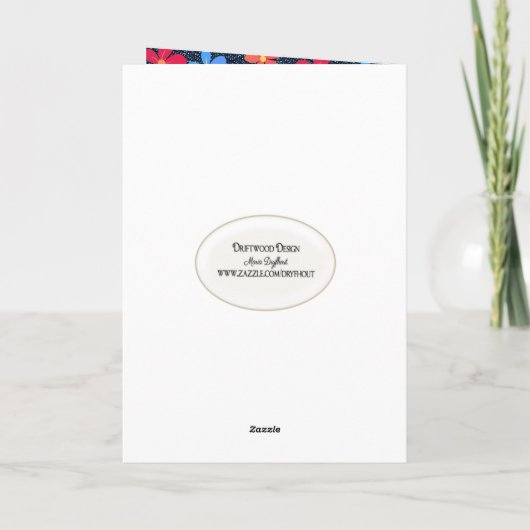 デニムの40歳の誕生日スティックガールとデイジー カード (裏面)