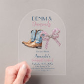 デニムアンドダイヤモンドディスコパーティーバチェロレッテ週末 アクリル招待状 (インサイチュ (ポータブル))