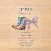 デニムアンドダイヤモンドディスコパーティーバチェロレッテ週末 アクリル招待状 (正面)