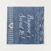 デニムアンドダイヤモンド ハート バースデーパーティー 背景 タペストリー (正面(横))