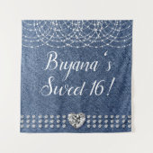 デニムアンドダイヤモンド ハート バースデーパーティー 背景 タペストリー (正面)