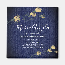 デニムアンドワイルドフラワーイエローブルーサロン美しい マグネット