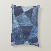 デニムアーバン動揺してクストライプの:パッチワーク。 アクセントクッション (裏面(縦))