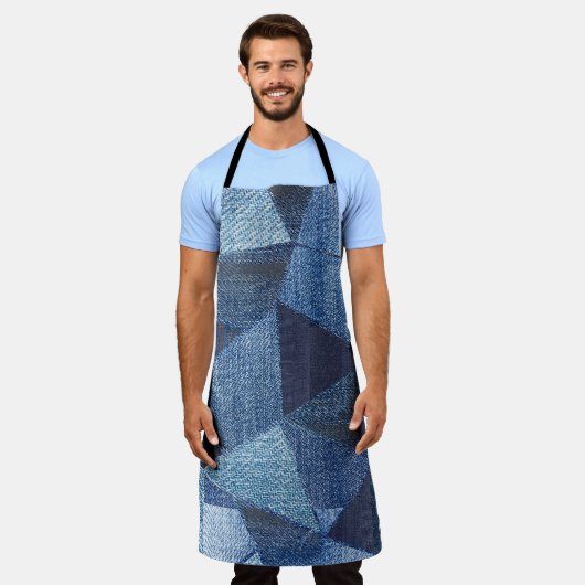 デニムアーバン動揺してクストライプの:パッチワーク。 エプロン (着用した状態)