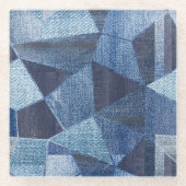 デニムアーバン動揺してクストライプの:パッチワーク。 ガラスコースター (正面)