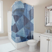 デニムアーバン動揺してクストライプの:パッチワーク。 シャワーカーテン (インサイチュ)