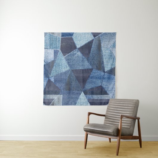 デニムアーバン動揺してクストライプの:パッチワーク。 タペストリー (インサイチュ(横))