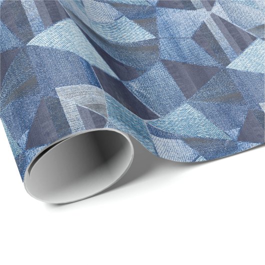 デニムアーバン動揺してクストライプの:パッチワーク。 ラッピングペーパー (ロールコーナー)