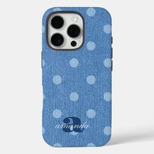 デニムウォッシュ水玉模様 iPhone 16 PROケース