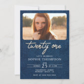 デニムエレガントダイヤモダンズ21歳の誕生日の写真 招待状 (正面)