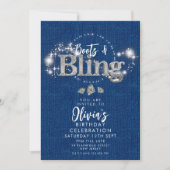 デニムカウボーイブーツと輝きのパーティー招待状 招待状 (正面)