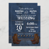 デニムカウボーイブーツスターズウェスタンウェスタンウェディング招待 招待状 (正面/裏面)