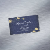 デニムカジュアルとワイルドフラワーサロン美しいビジネス マグネット名刺 (インサイチュ)