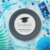 デニムカラーと帽子をカスタマイズした卒業式プレート ペーパープレート (パーティー)