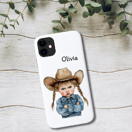 デニムジャケットの不機嫌そうなカウガール iPhone 11 ケース