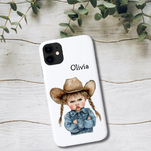 デニムジャケットの不機嫌そうなカウガール iPhone 11 ケース