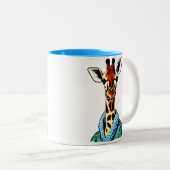 デニムジャケットを着たかわいいキリン|過去記事 ツートーンマグカップ (正面右)