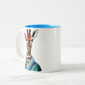 デニムジャケットを着たかわいいキリン|過去記事 ツートーンマグカップ (正面左)
