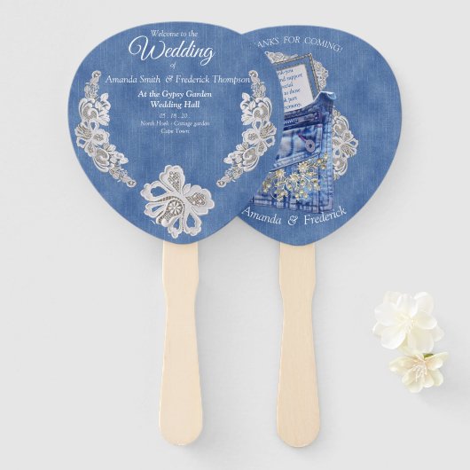 デニムジャンポケット&レース ハンドファン (正面&裏面)