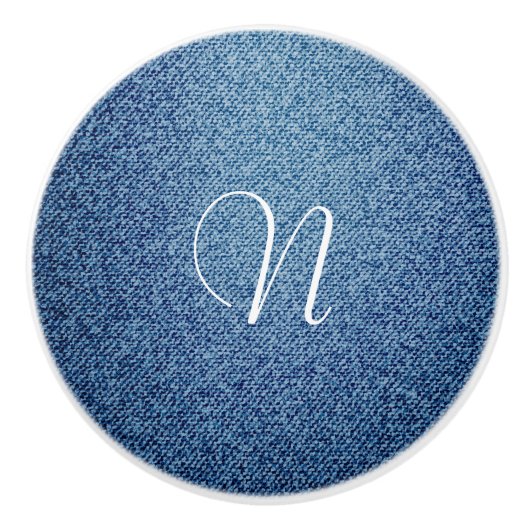 デニムジャンルックパーソナライズされたカスタムドレスザー セラミックノブ (正面)