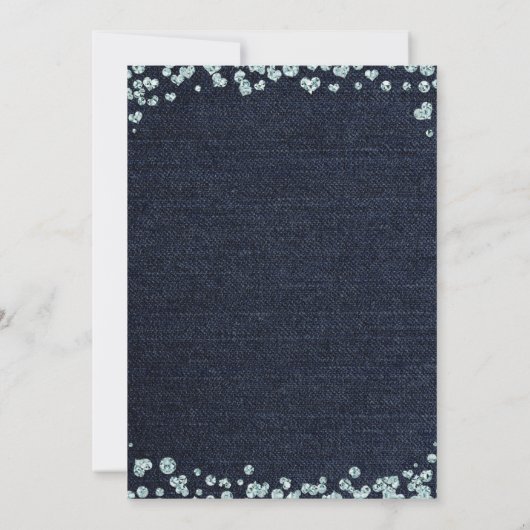 デニムジャン&ダイアモンズきらきら光るシックブライダルシャワー 招待状 (裏面)