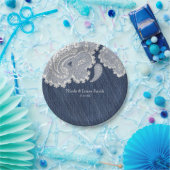 デニムジャン&ホワイトレースエレガントブライダル結婚ズ ペーパープレート (パーティー)