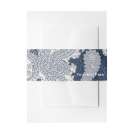 デニムジャン&ホワイトレースエレガントブライダル結婚ズ 招待状ベリーバンド