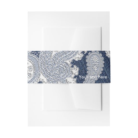 デニムジャン&ホワイトレースエレガントブライダル結婚ズ 招待状ベリーバンド (正面例)