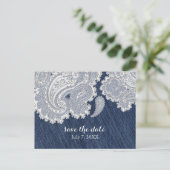 デニムジャン&ホワイトレースエレガントブライダル結婚ズ 案内ポストカード (スタンド正面)