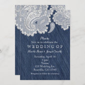 デニムジャン&ホワイトレース結婚式招待状 招待状 (正面/裏面)