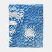 デニムジーンズに穴。破れた破れた青いjeを破った フリースブランケット (正面)