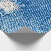 デニムジーンズに穴。破れた破れた青いjeを破った ラッピングペーパー (角)