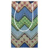 デニムジーンズのパッチワーク模様抱き枕 スモールペーパーバッグ (正面)